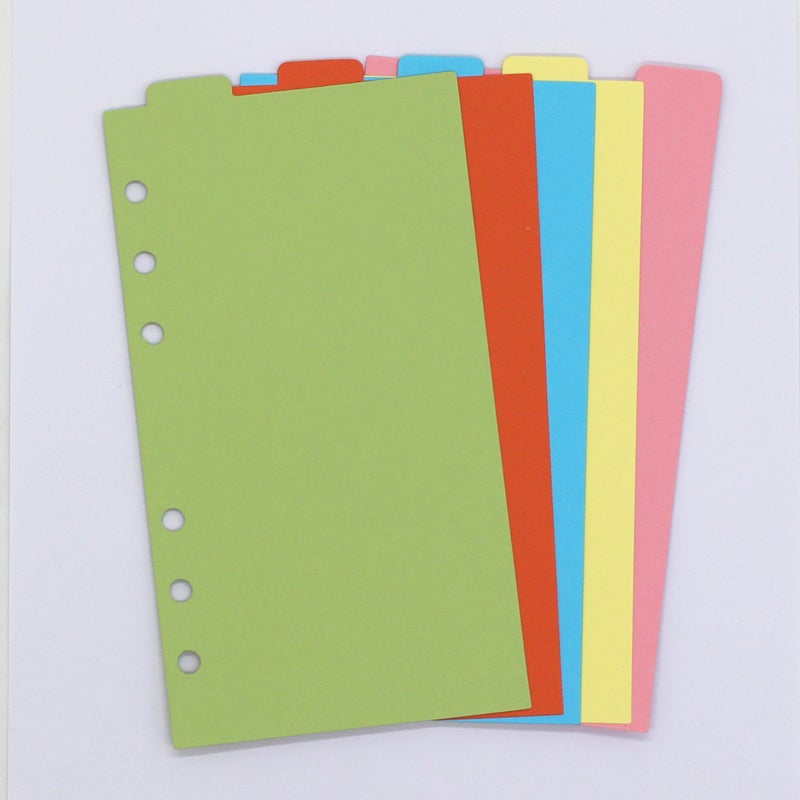 LONG TAO 12 Set A6 6 Holes Loose Leaf Index Dividers with Tags for Index Cards Fits Standard Binders Durable Colorful Write-On Dividers with Clear Binders - Image 4